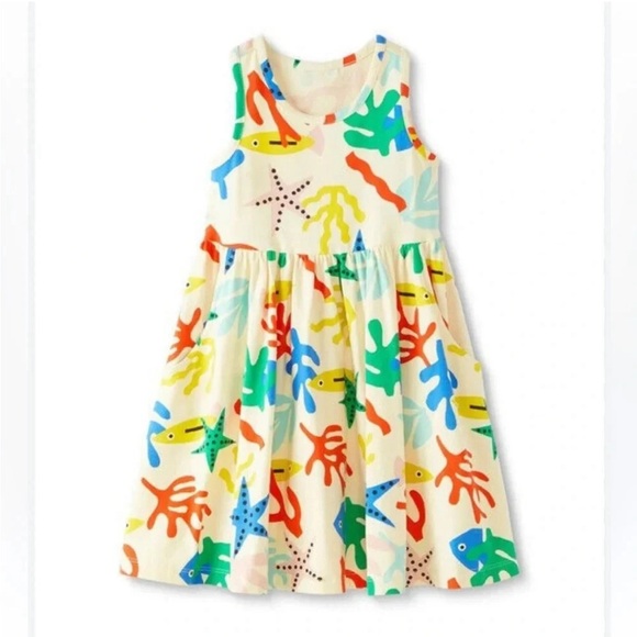 Hanna Andersson Twirl Racerback Coral Reef Skater Dress size 6-7 - Picture 1 of 6